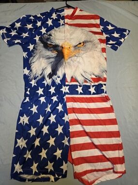 American Flag Eagle Romper - Red White Blue
